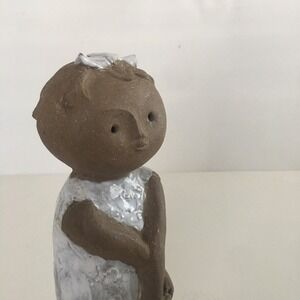 VTG Hong Horizon Japanese Pottery Peculiar Girl Kneeling Earthware Figurine 8"